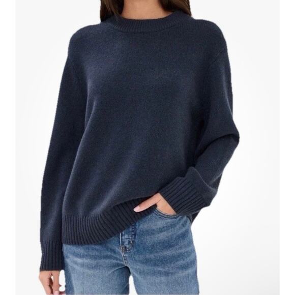 Jenni Kayne Sweaters - Jenni Kayne XS Everyday Wool Cashmere Knit Sweater Blue Crew Neck Long Sleeves